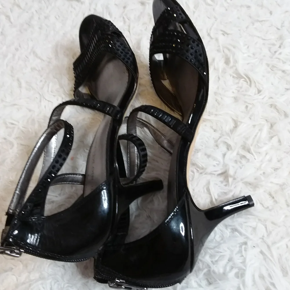 Antonio Melani black crystal embellished strappy heels size 9M - Picture 7 of 10